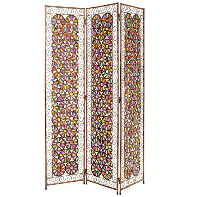 Avikal 120cm W x 172cm H 3 - Panel Metal Folding Room Divider
