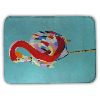 Colorful flamingo Bath Mat with Non-Slip Backing - Quick Dry Memory Foam Bathroom Rug - Absorbent - Modern Plush Spa-Style - Machine Washable