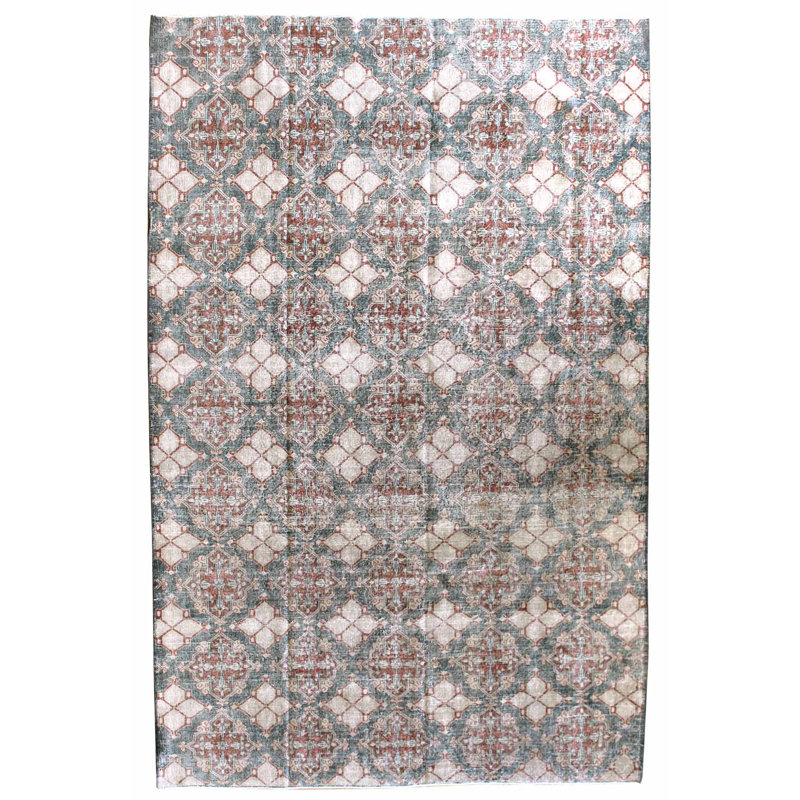Tapis unique gris, rouille et bleu de 7 pi 8 po x 11 pi 3 po One-of-a-Kind