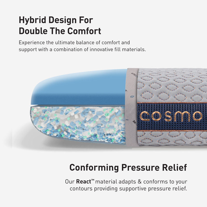 Bedgear Cosmo Performance Pillow - Medium Firm Support Pillow for Warm/Hot Sleepers, 2.0