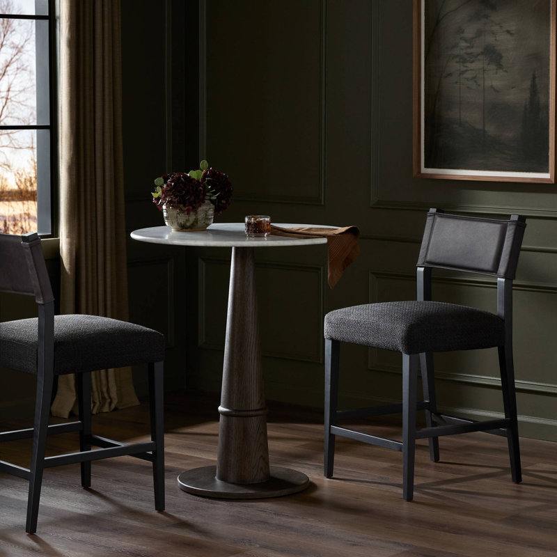 Ferris Stool, Black Ash, Gibson Black/Palermo Black Polyester Blend/Leather, Bar Stool (29.92" Seat Height)