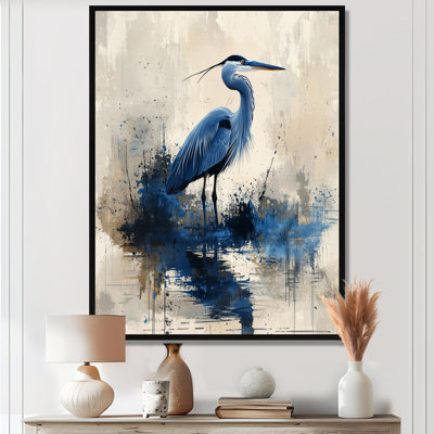 Azka Blue Heron Minimalism Elegance I - Heron Canvas Print