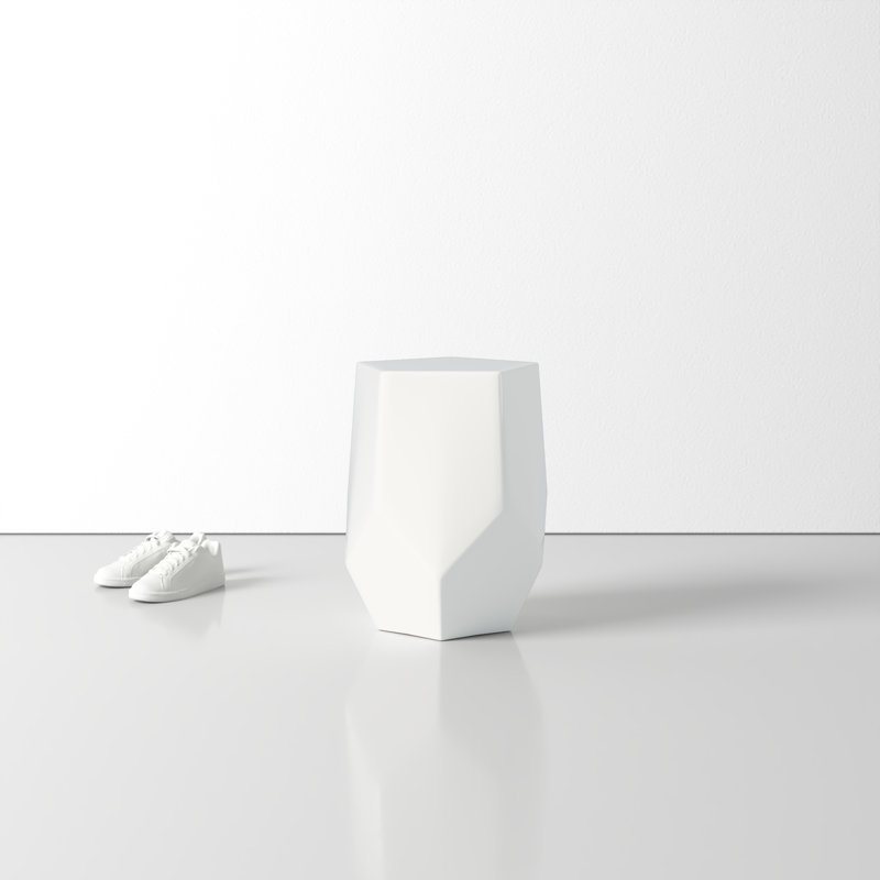 Pryce Ceramic Accent Stool, White