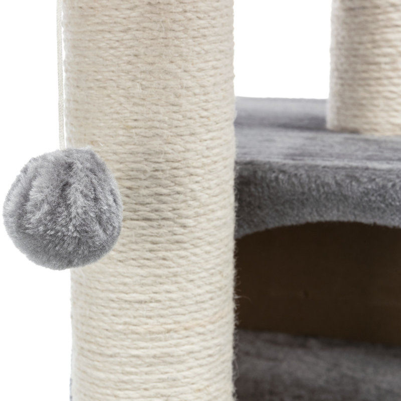 TRIXIE Valencia 28" Cat Tree, 3-Level Cat Tower, Sisal Scratching Posts, Plush Condo and Platforms, Dangling Cat Toy