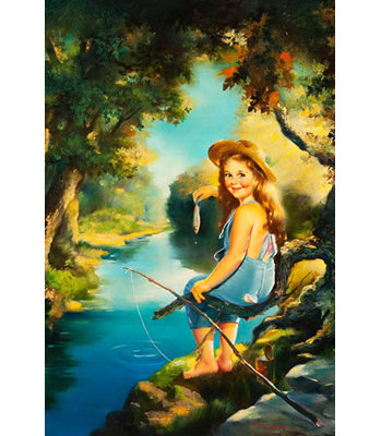 « petite fille fishing »-impression d’art graphique