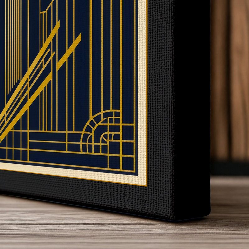 Deco Sunburst Art Deco - Wrapped Canvas, 18x12 - 45.7 x 30.5 cm, Black Border