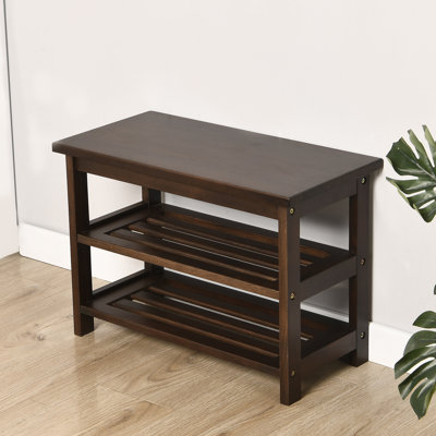 Banc de rangement pour chaussures en bois massif 4 paires