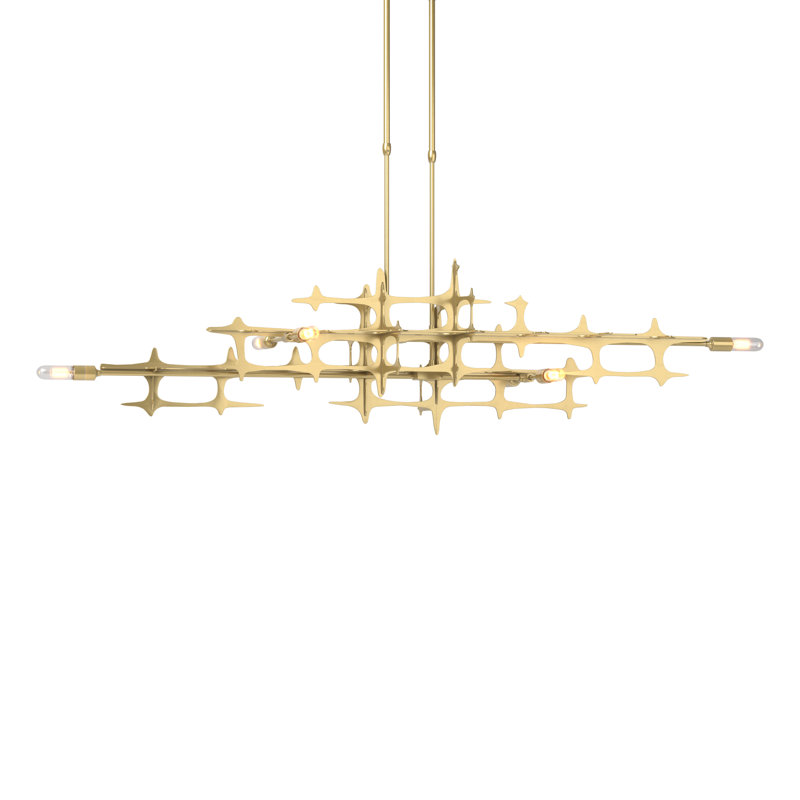 Lustre géométrique unique et remarquable à 6 lumières Grid, Argenté, 48.3