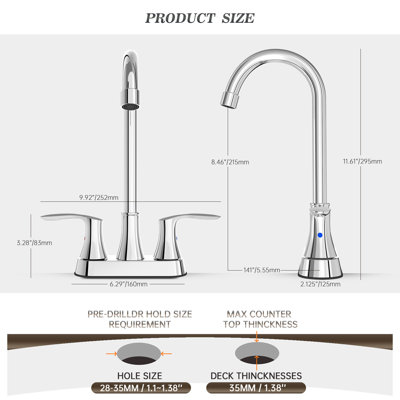 All Metal Constructed High Arc Tall Bar Sink Faucet,Commercial Utility Laundry Bathroom Sink Faucet, 4 Inch Centerset Deck Mount 2 Hole Brushed Nickel