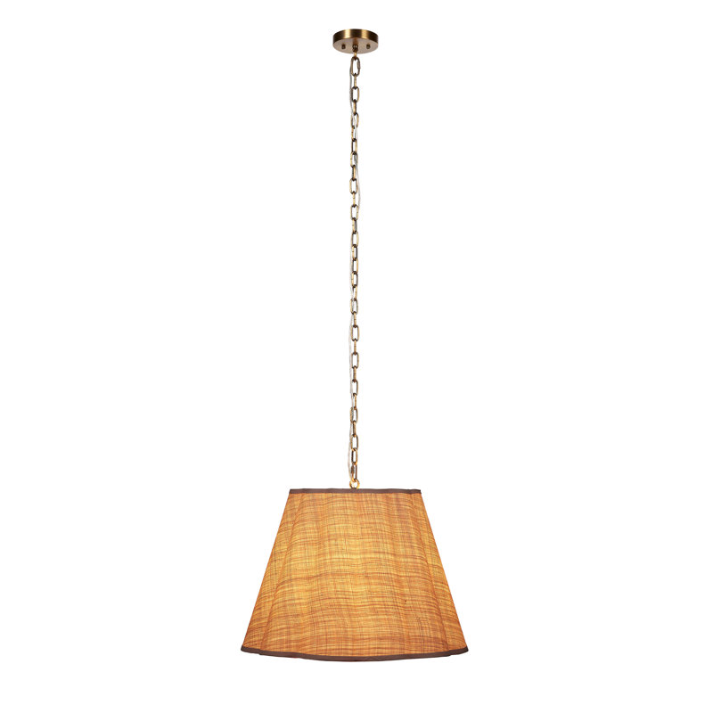 Luminaire suspendu 1 lumière Alala, lin bouclé, Brun