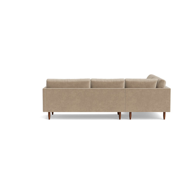 Skinny Fat Sectional, Velvet - Beige, Left Hand Facing