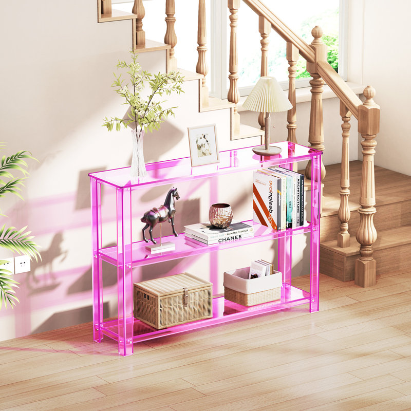 Laraby Acrylic Console Table, Entryway Table with Storage (45.7'' x 11.4'' x 31.5''), Pink