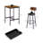 Doncaster Bar Table Set with 2 Bar stools PU Soft seat with backrest, Rustic Brown, 23.62'' W x 23.62'' D x 35.43'' H and 1pcs tray