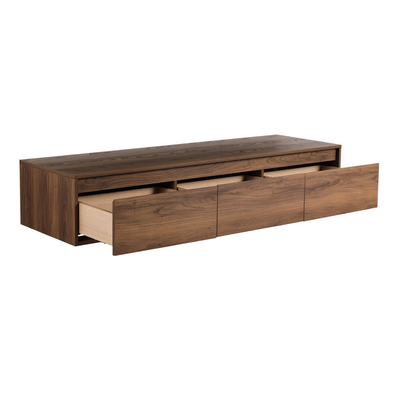 Commode de salle de bain 60 po à fixation flottante - meuble-lavabo contemporain brun à tiroirs en ébène