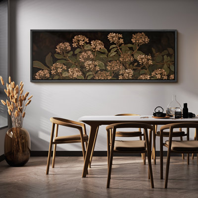 Rustic Brown Green Hydrangea Artwork, Floral Wall Pictures, Giclee Canvas Digital Print Extra Large Framed Wall Art