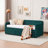Twin Upholstered Daybed Frame With Trundle, Twin Size Sofa Bed For Bedroom Living Room Guest Room, Wood Slat Support,Emerald