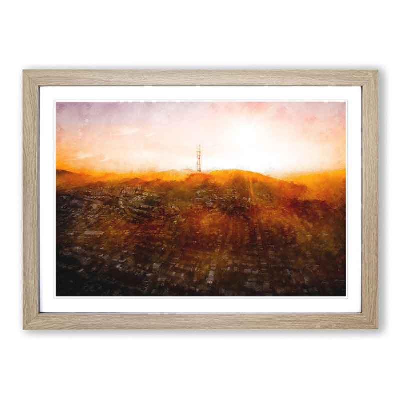 Sunlight over San Francisco - Picture Frame Graphic Art Print, Oak Framed, 33cm H x 45cm W x 2cm D