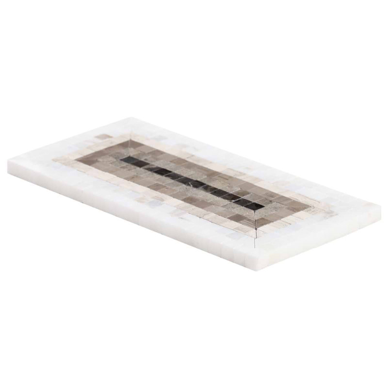 Ako 4x9 Rectangle Marble Micro Mosaic Tile, Saint Laurent Brown