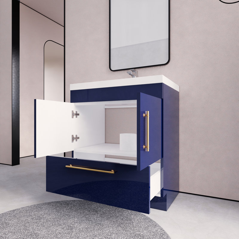 Meuble-lavabo sur pied Maplesville, Marine