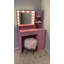 Bureau de coiffeuse avec miroir et bande lumineuse à DEL, coiffeuse avec grand tiroir, commode de rangement à 3 niveaux et 3 modes d'éclairage à luminosité réglable-1838877554