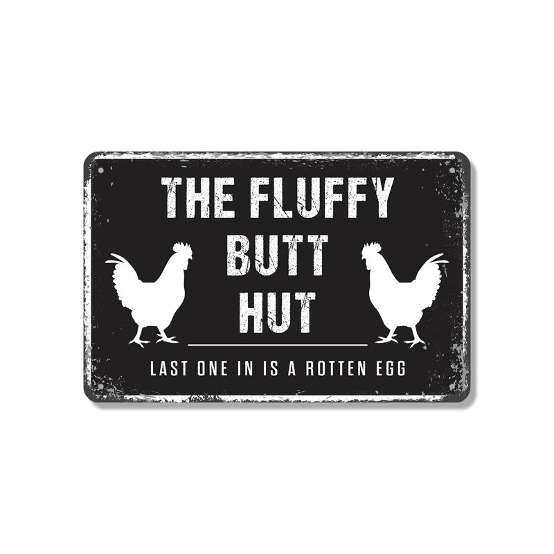 The Fluffy Butt Hut 7 Inch x 10 Inch Novelty Aluminum Sign, 7" H x 10" W x 0.1" D