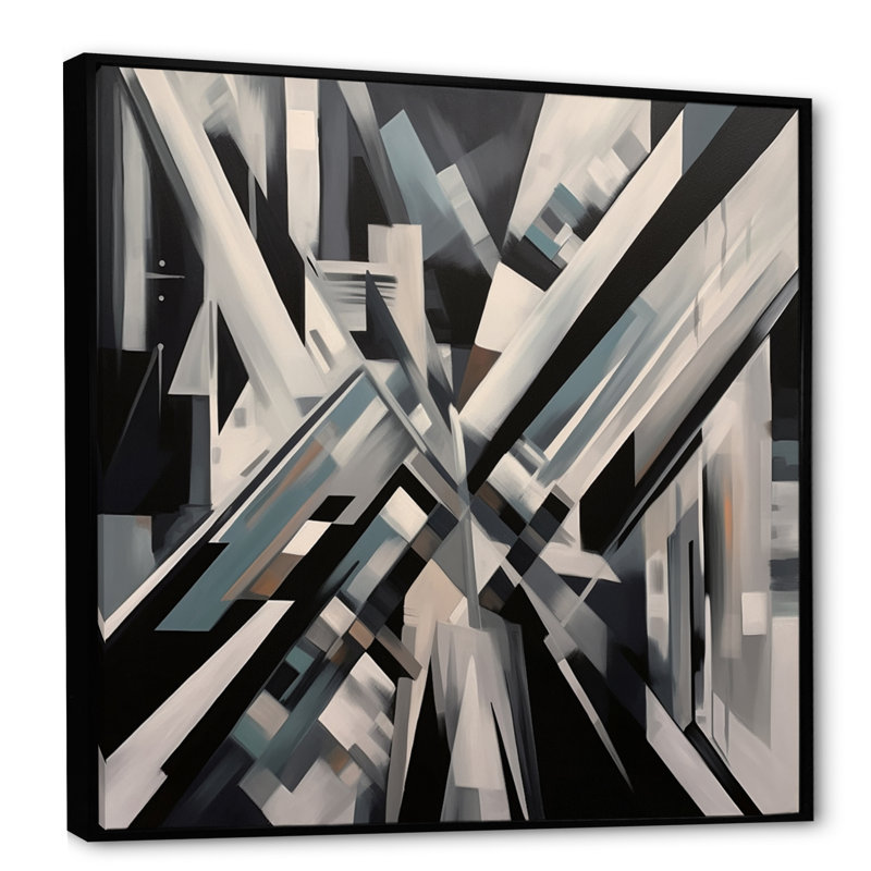 Mid Century Chromatics V sur toile, H 16 po x l 16 po x P 1 po, Cadre flottant noir