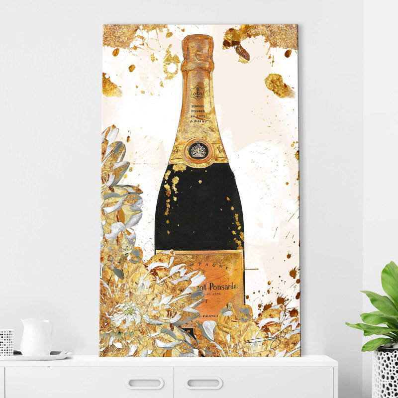 Champagne in Gold (Vertical) par By Jodi - impression, Toile tendue, H 60 po x l 36 po x P 1,5 po