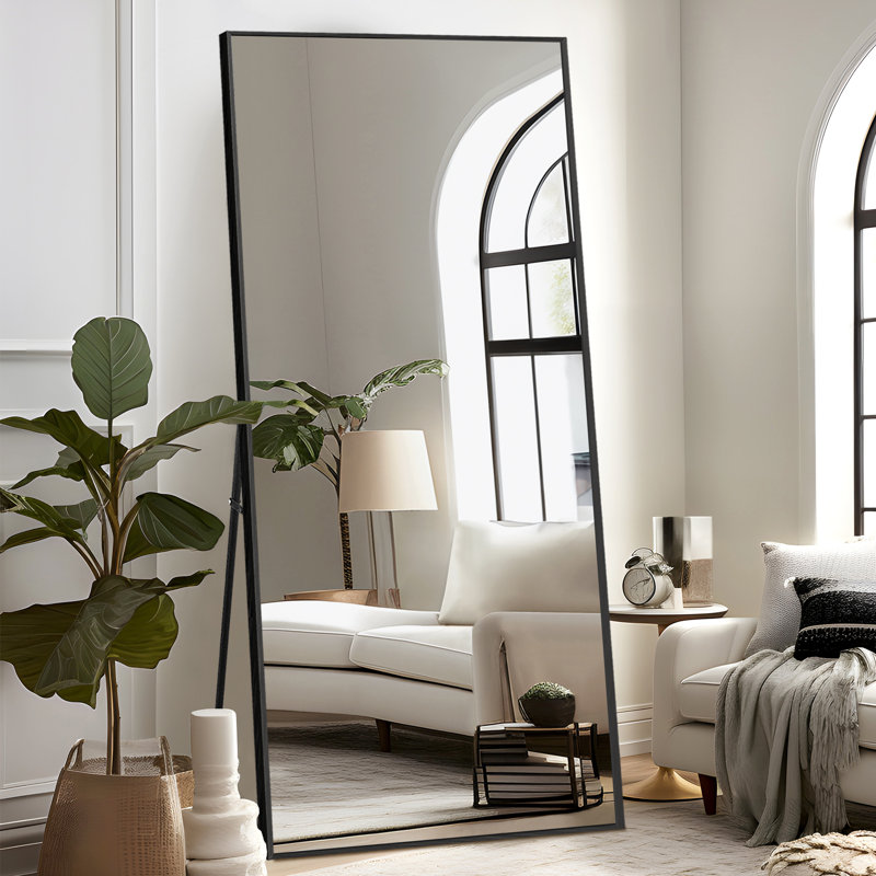 Miroir de plancher rectangulaire pleine longueur, Noir, H 70,87 po x l 23,62 po x P 1 po