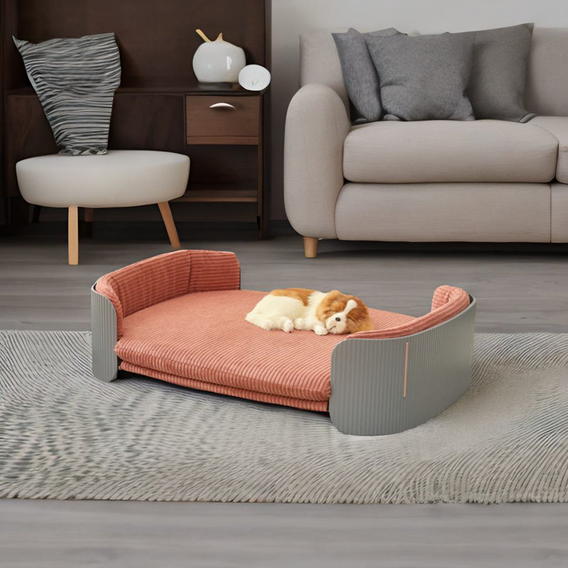 Lit d'intérieur pour chat, Gris / Rose, Taille moyenne: l 41,3 po x P 28 po
