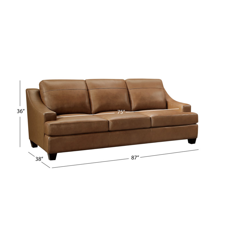 Orlane 87" Genuine Leather Recessed Arm Sofa