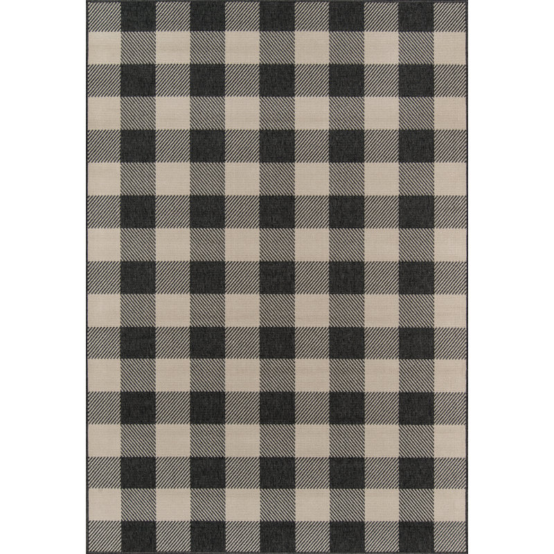 Tapis intérieur / extérieur gris anthracite Adrienne, Rectangle 5 pi 3 po x 7 pi 6 po