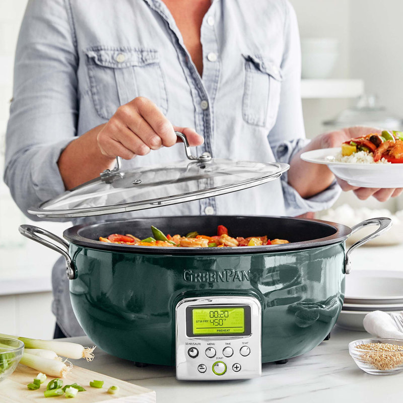 GreenPan Elite Ceramic Nonstick 6-Quart Essentaial Smart Skillet, Gray