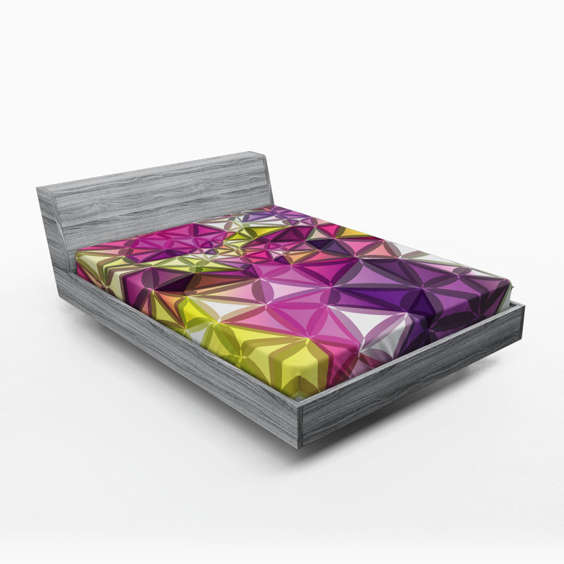 Microfiber Geometric Fitted Sheet, Queen Fitted Sheet