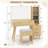 48" Fluted Makeup Vanity Desk with LED Mirror, Charging Station & Storage Stool for Bedroom-984848841