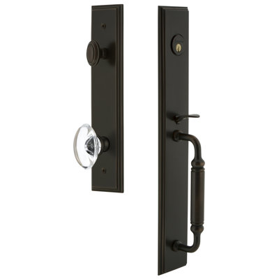 Carré Handleset with Single Cylinder Deadbolt and Provence Door Knob and Rosette
