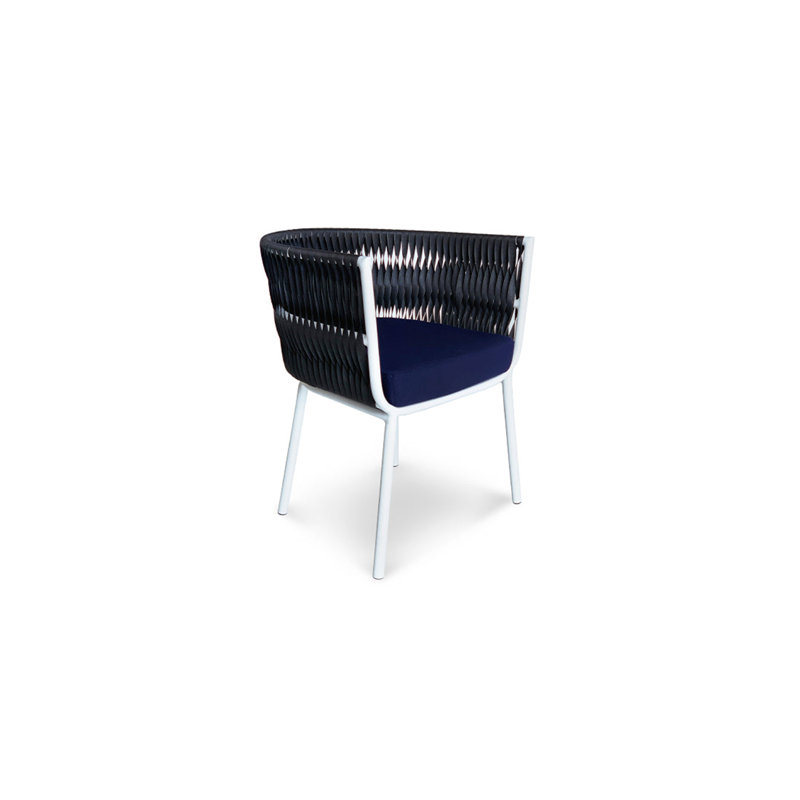 Verona Outdoor Dining Armchair, Navy, White/Black