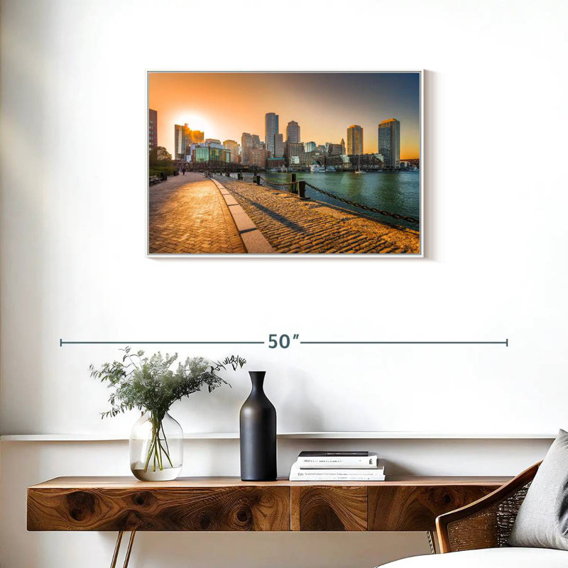 Fan Pier Park, Massachusetts, 31 po x 21 po, Cadre flottant blanc