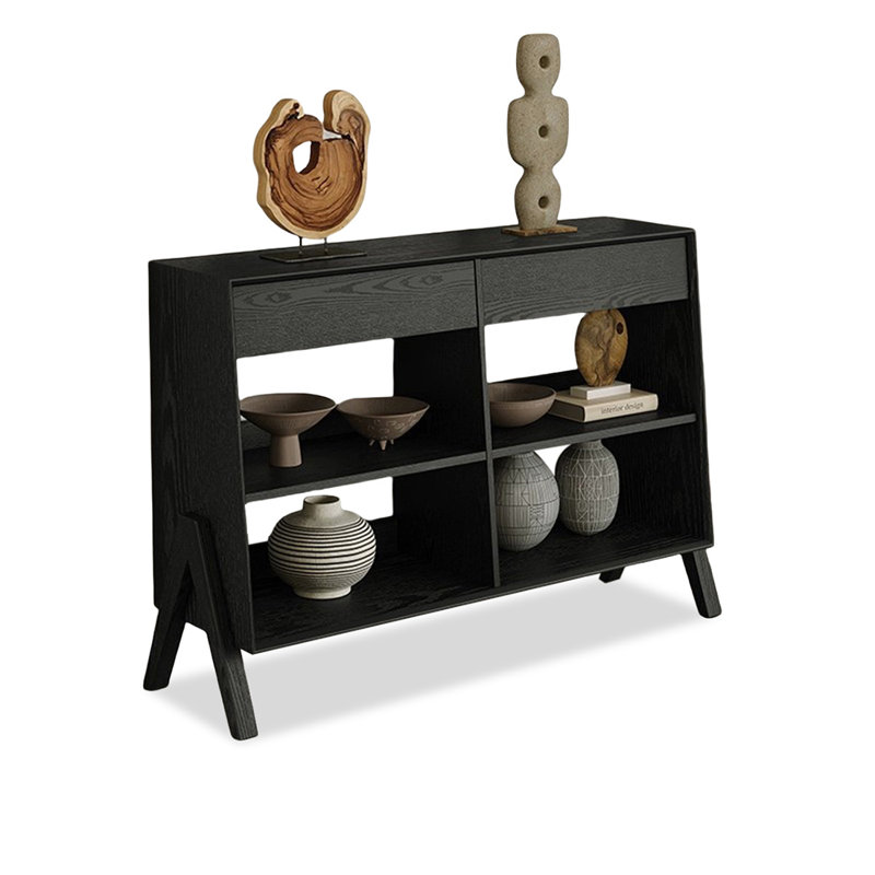Buffet en bois massif noyer brun, Noir, H 35,43 po x l 47,24 po x P 15,75 po