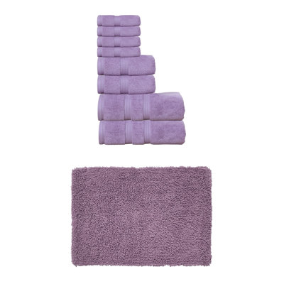 Ensemble de serviettes 6 pièces 100% coton et 1 tapis de bain 17 x 24 "Fantasia Collection, (ensemble de 7)