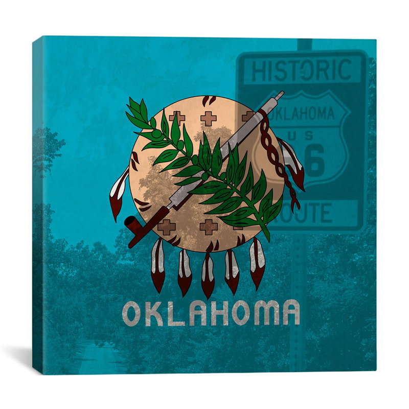 « flags oklahoma route 66 », impression sur toile, H 12 po x l 12 po x P 0,75 po