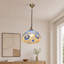 Luminaire suspendu simple en verre bleu étoilé avec chaîne réglable et ampoules chaudes
