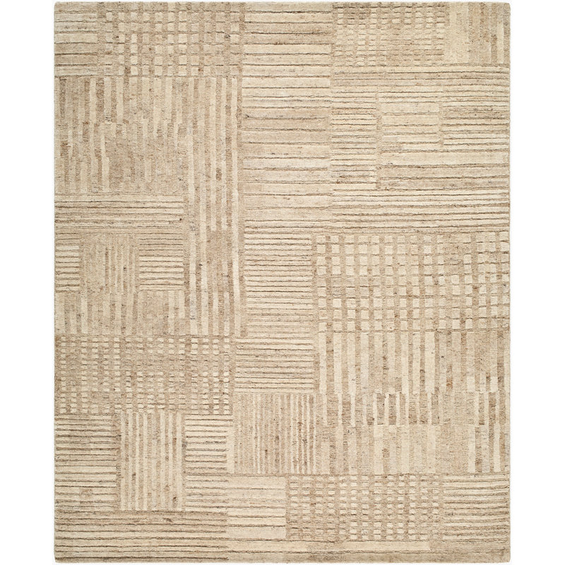 Bergamo Hand Knotted Wool Area Rug, Beige, Rectangle 2' x 3'