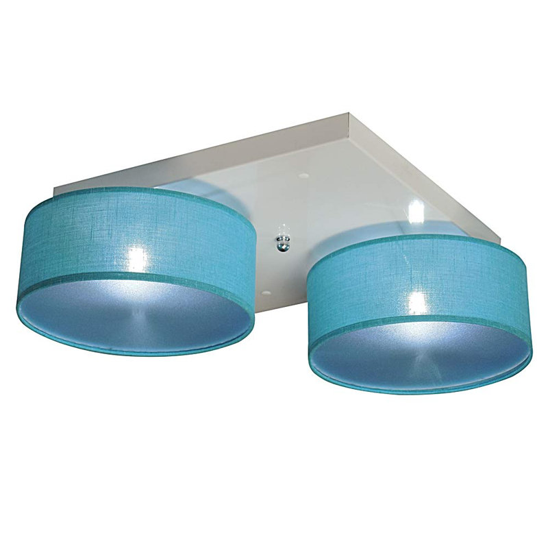 Pulley Fabric Semi Flush Mount, Turquoise