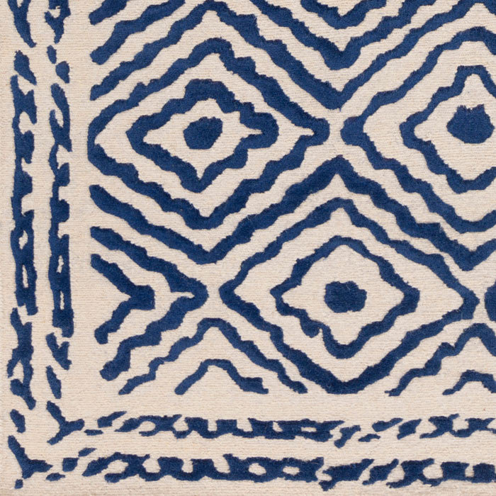 Tapis bleu foncé / beige en laine noué à la main Sala
