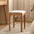  Lumi Modern Solid Oak Vanity Stool with Linen Upholstered Seat-524794639-532942491