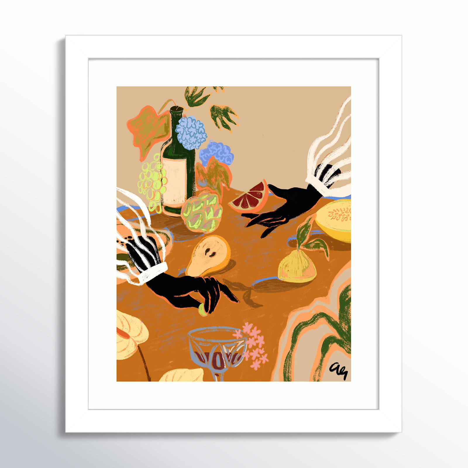 Oberon "Handful of Love (Fruit)" Print, White, 13" H x 11" W