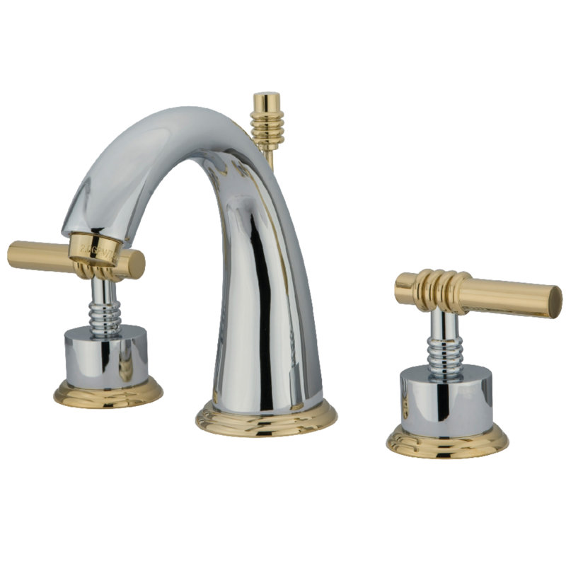 Robinet de salle de bain espacé Kingston, Chrome poli / Laiton poli