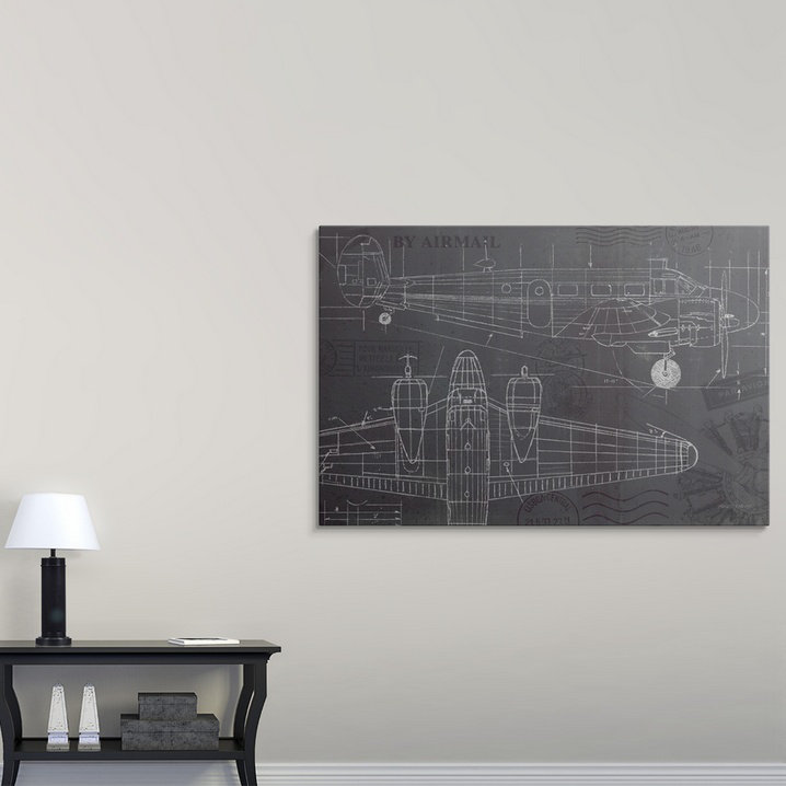 «Plane Blueprint I» par Marco Fabiano, impression, H 16 po x l 24 po x P 1,5 po, Toile