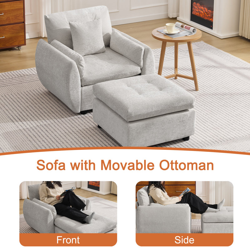 Ensemble de fauteuil d'appoint avec repose-pieds, Non, Beige