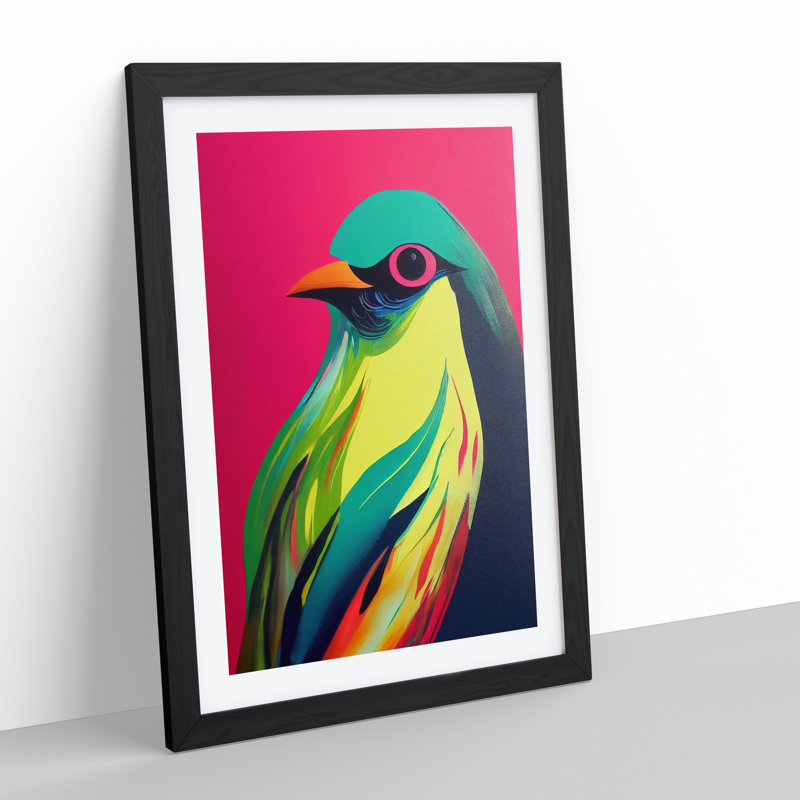 Bird Painting - Print, White, 64cm H x 46cm W x 2cm D, Black